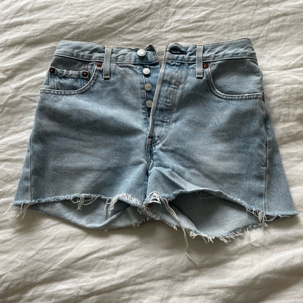 Levi's Light Blue High-Rise Cutoff Denim Jean Shorts